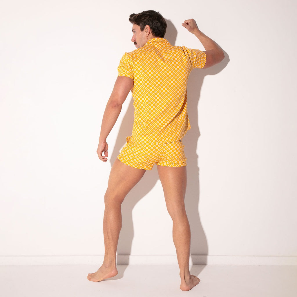 CODE 22 Stretch Hemd 9721, Freizeithemd bedruckt, mustard