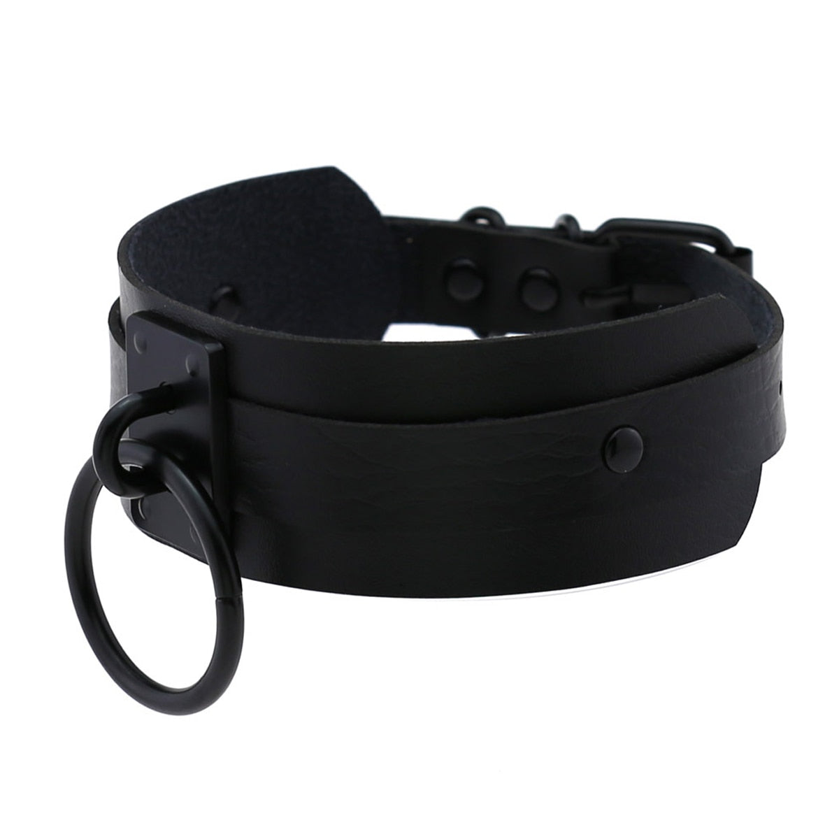 Leather Look Choker Collar