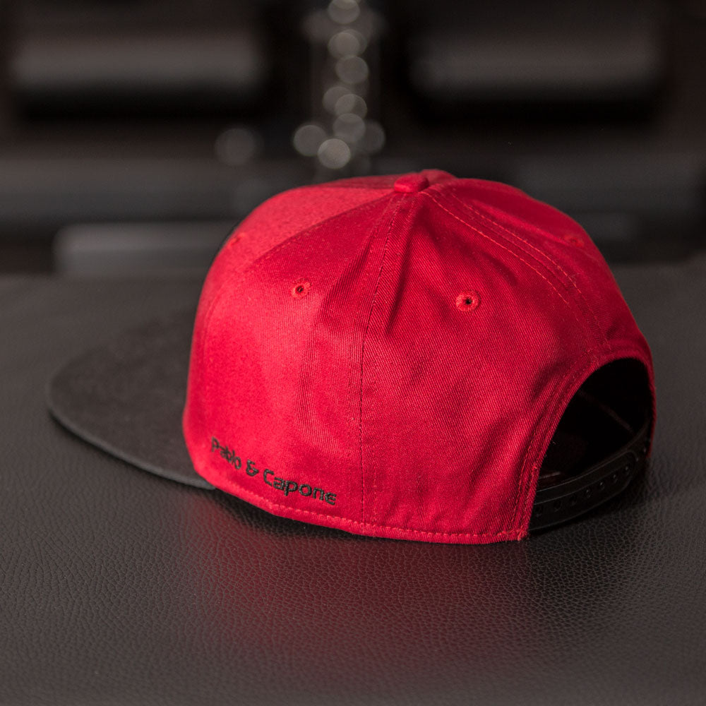 Snapback Cap - Burgundy on Black