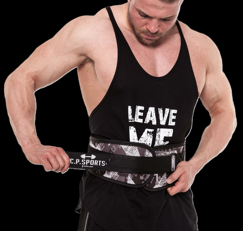 Gewichtshebegürtel / Profi-Ultraleichtgürtel - Camouflage Weiß - T7-3 -C.P. Sports