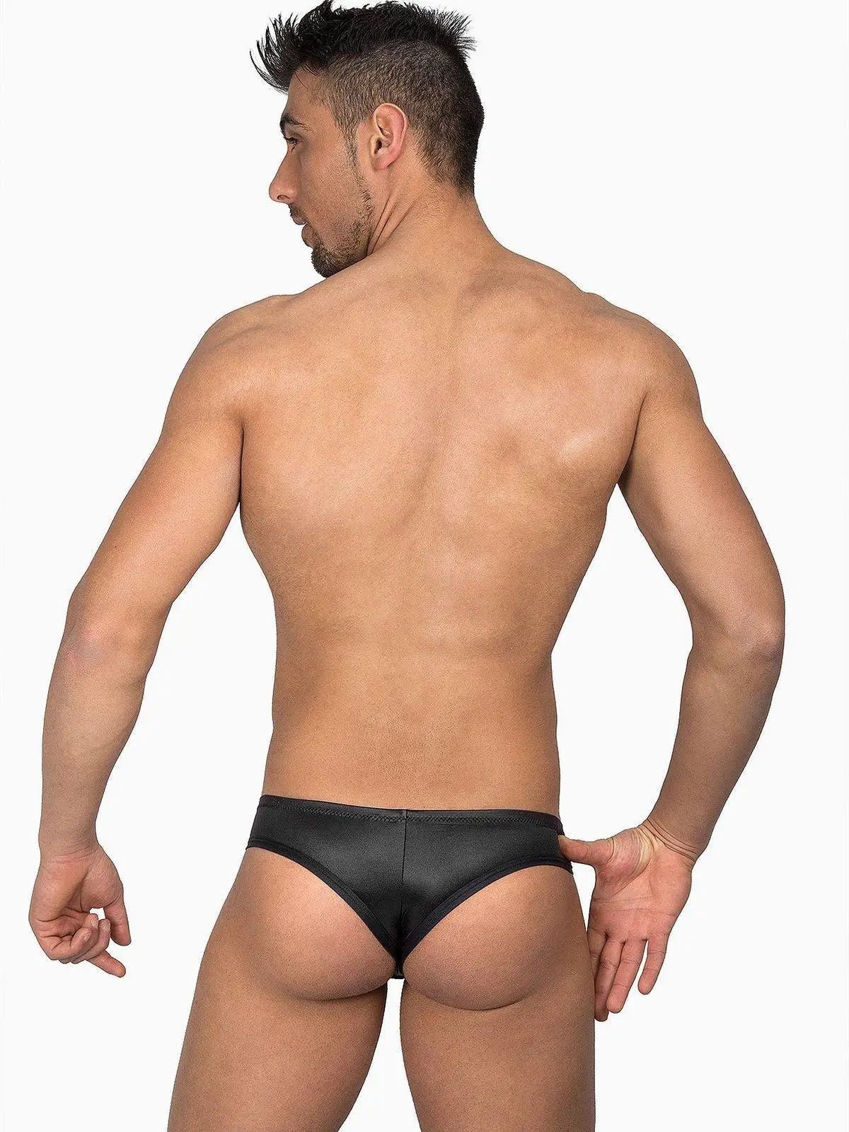 EROS VENEZIANI 7287 - Herren Lack Leder Fetish Push-Up Slip Unterhose Veganes Leder - noodosz