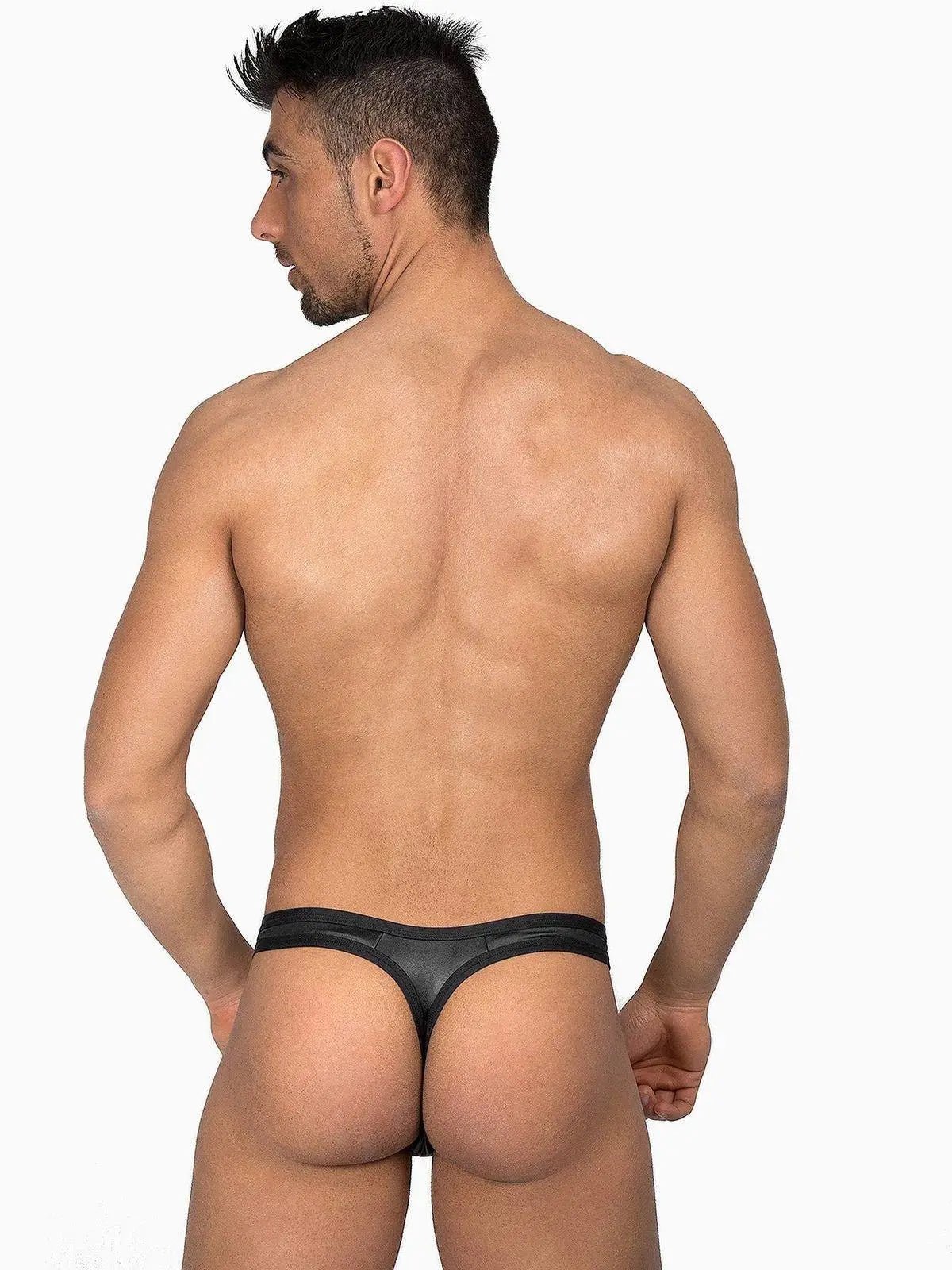 EROS VENEZIANI 7289 - Herren Lack Leder String Slip Tanga Stringtanga mit Cliclverschluss - noodosz