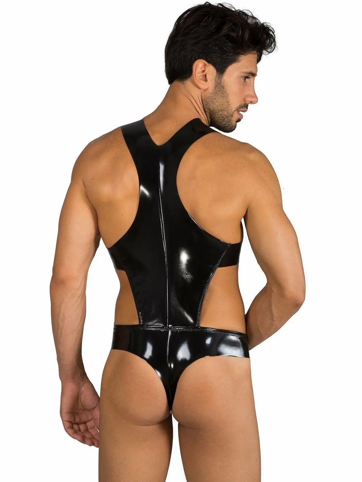 EROS VENEZIANI 7316 Lack Leder Body Bodysuit Overall Stretch Einteiler Singlet - noodosz