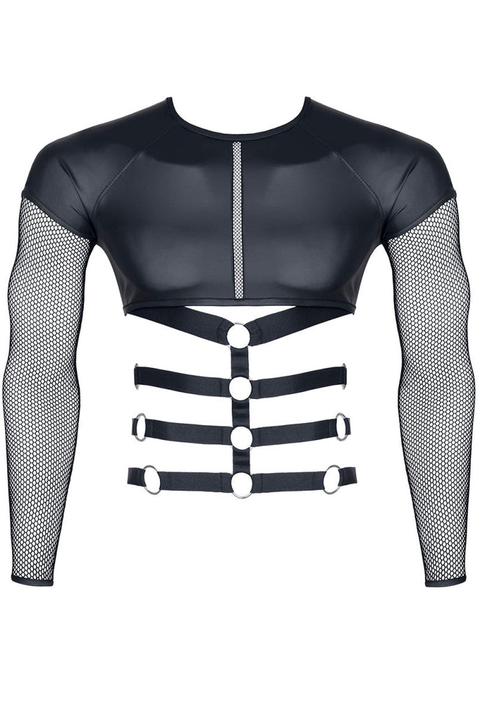 Long Sleeve Net Strap Shirt