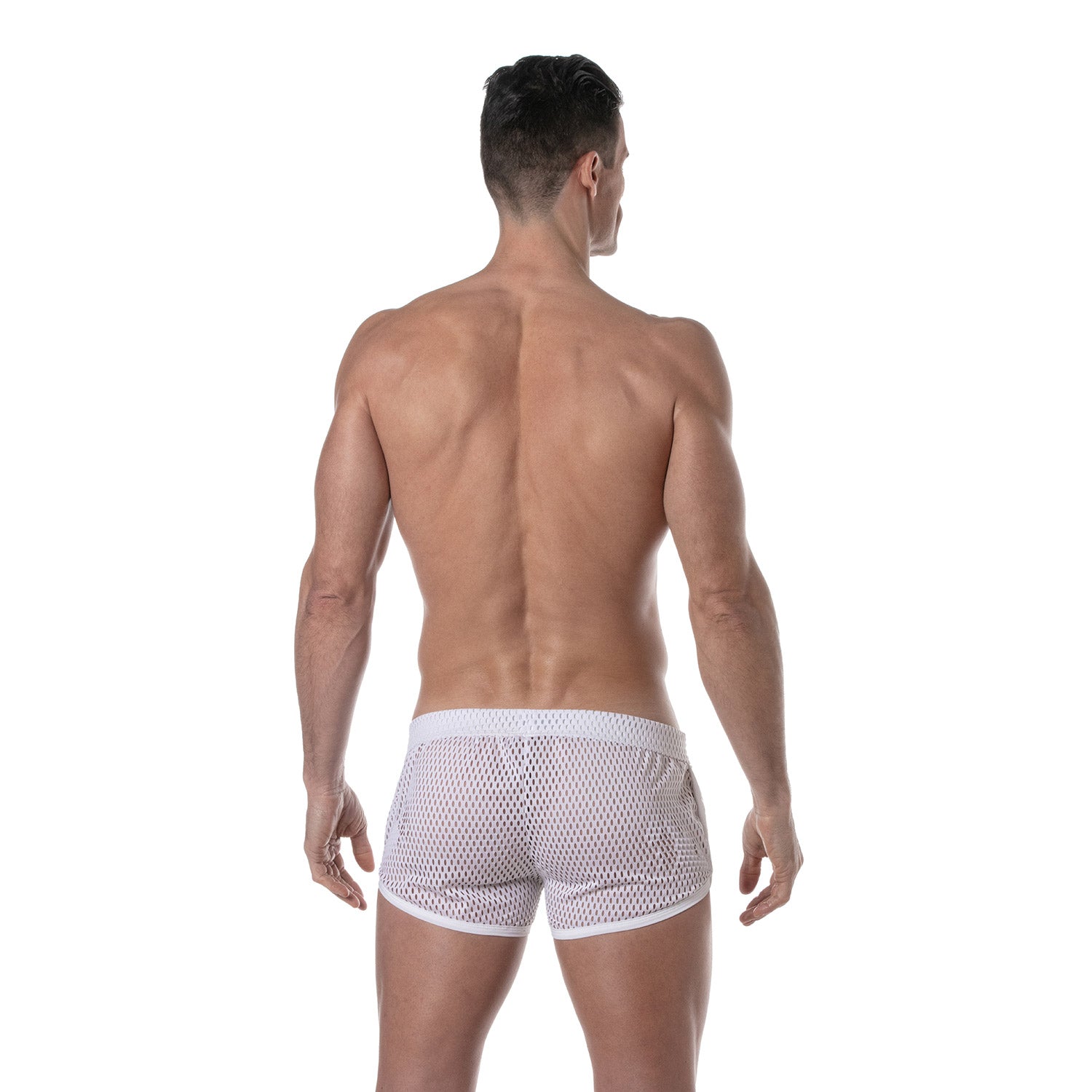 See Through Mens Mini Shorts White