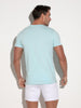 Man wearing a light blue slim fit CODE 22 Essential Kurzarm T-Shirt from the back. CODE 22 Essential Kurzarm T-Shirt 3336 Code 22 Kleidung & Accessoires:Herren:Herrenmode:Shirts & Hemden:T-Shirts nudosz.myshopify.com