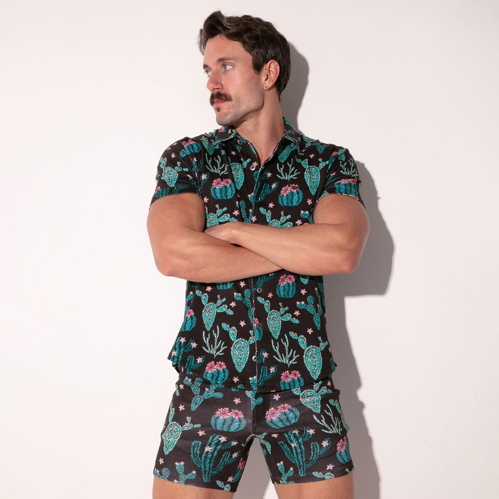 CODE 22 Stretch Hemd Lime 9721, Freizeithemd bedruckt, Print