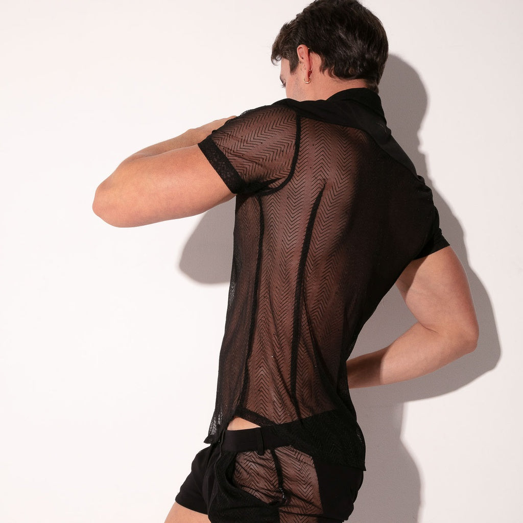 CODE 22 9824 ROCK Shirt, transparentes Nadelstreifen Hemd