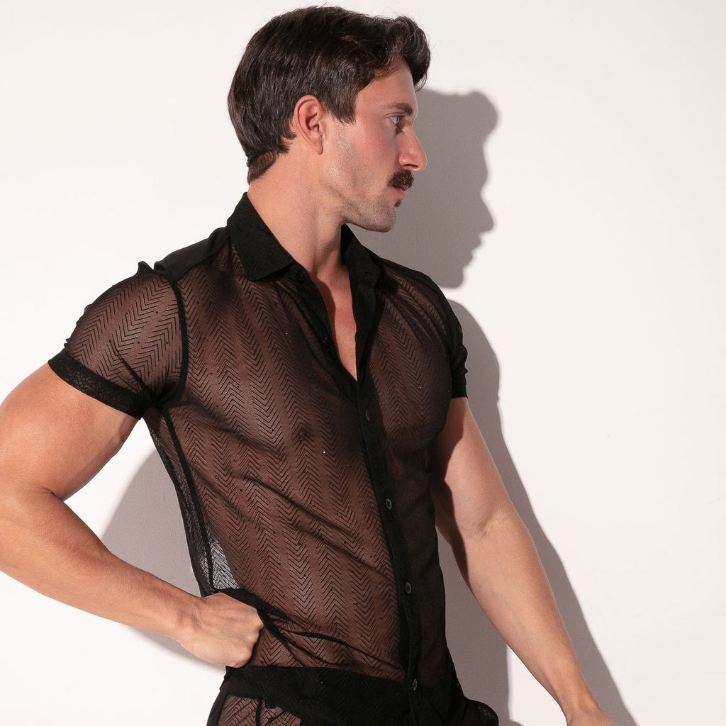 CODE 22 9824 ROCK Shirt, transparentes Nadelstreifen Hemd