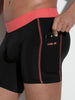 Man wearing Code 22 black compression tights with pink waistband and phone pocket, showcasing sleek design. Code 22 Training Compression Tights 9937 Code 22 Kleidung & Accessoires:Herren:Herrenmode:Fitnessmode:Lange Sporthosen nudosz.myshopify.com