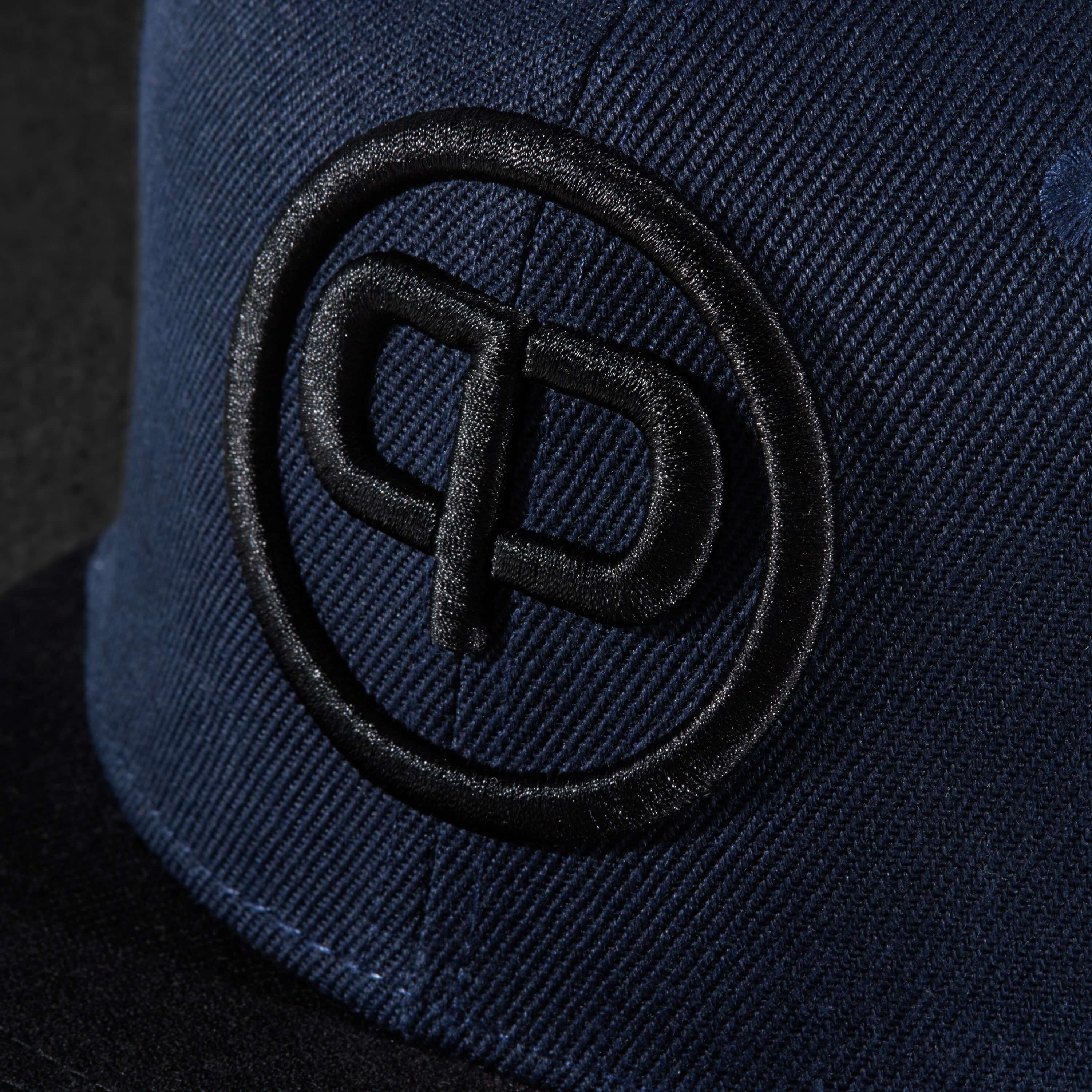 Snapback Cap - Navy Blue on Black