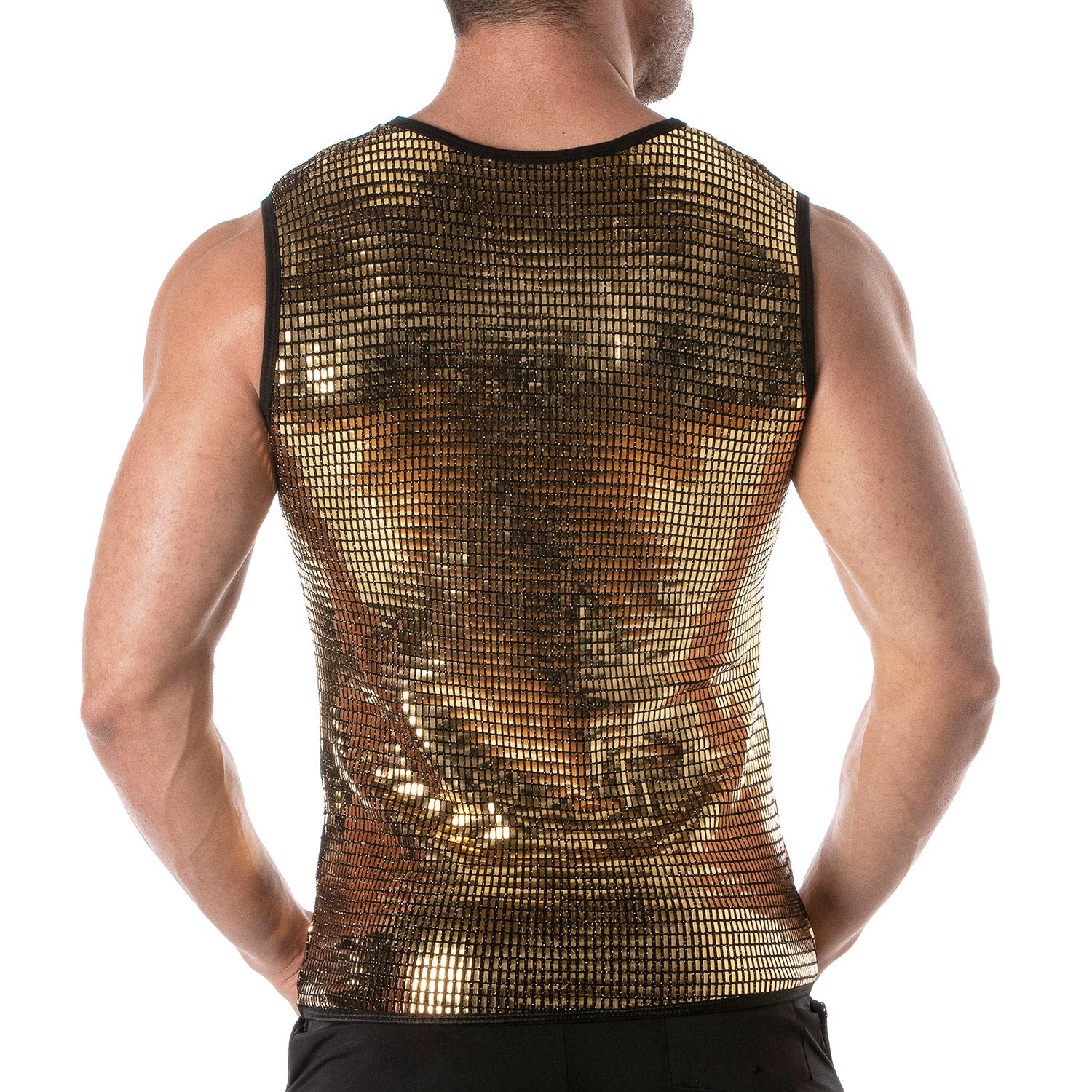 Glitter Tank Top Gold For Men