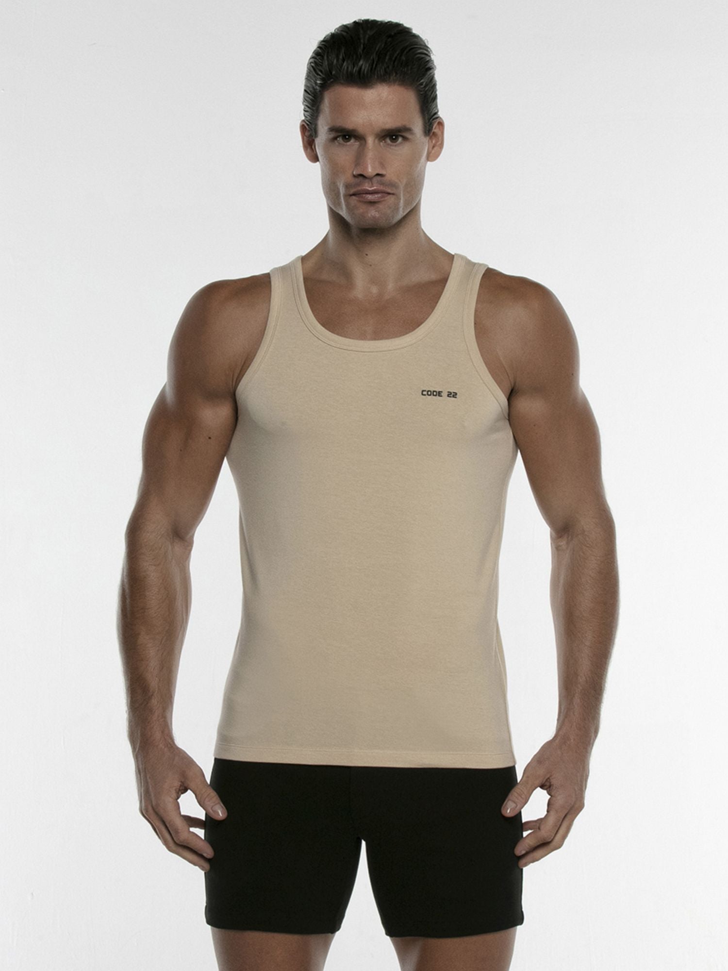CODE 22 - BASIC TANK TOP 3300, Sporttop, beige - noodosz CODE 22  - BASIC TANK TOP 3300, Sporttop Code 22 Kleidung & Accessoires:Herren:Herrenmode:Fitnessmode:Sporttops nudosz.myshopify.com