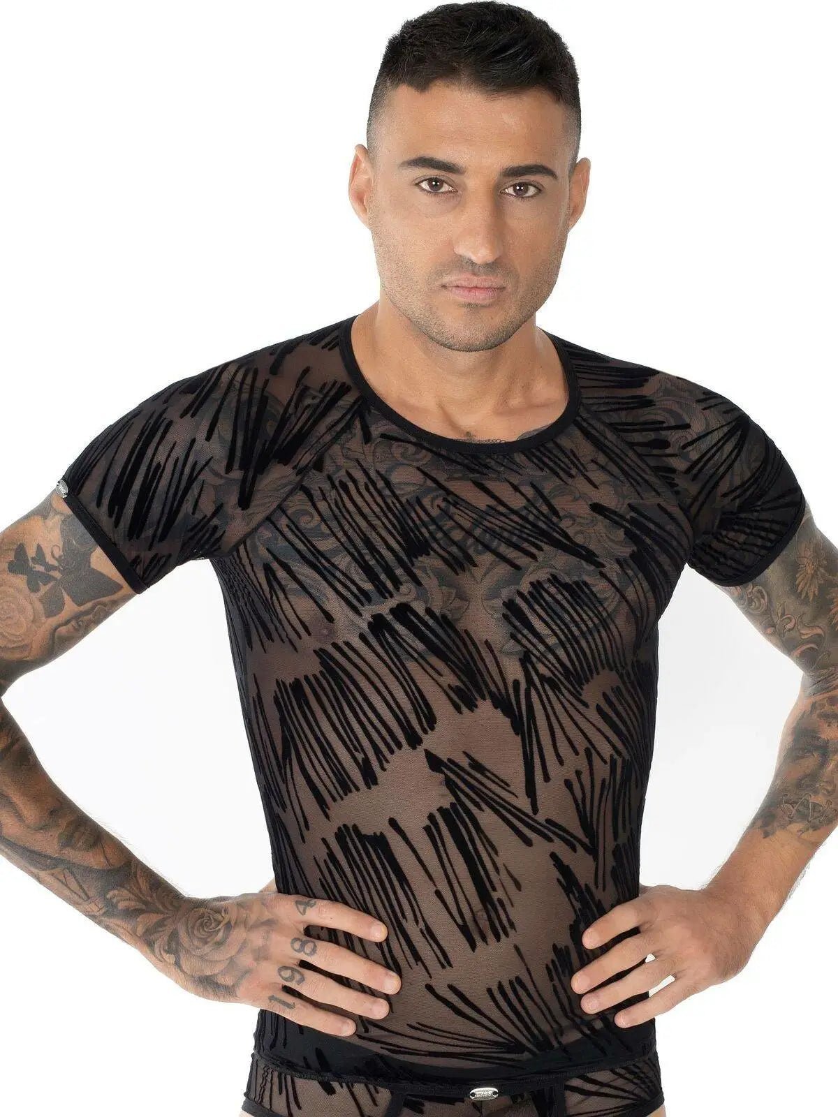 EROS VENEZIANI 7405 Herren Unterhemd - T-Shirt Kurzarm Shirt Party Gogo - noodosz