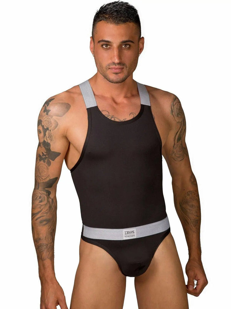 EROS VENEZIANI - Herren Body Bodysuit Overall Stretch Einteiler Singlet - noodosz