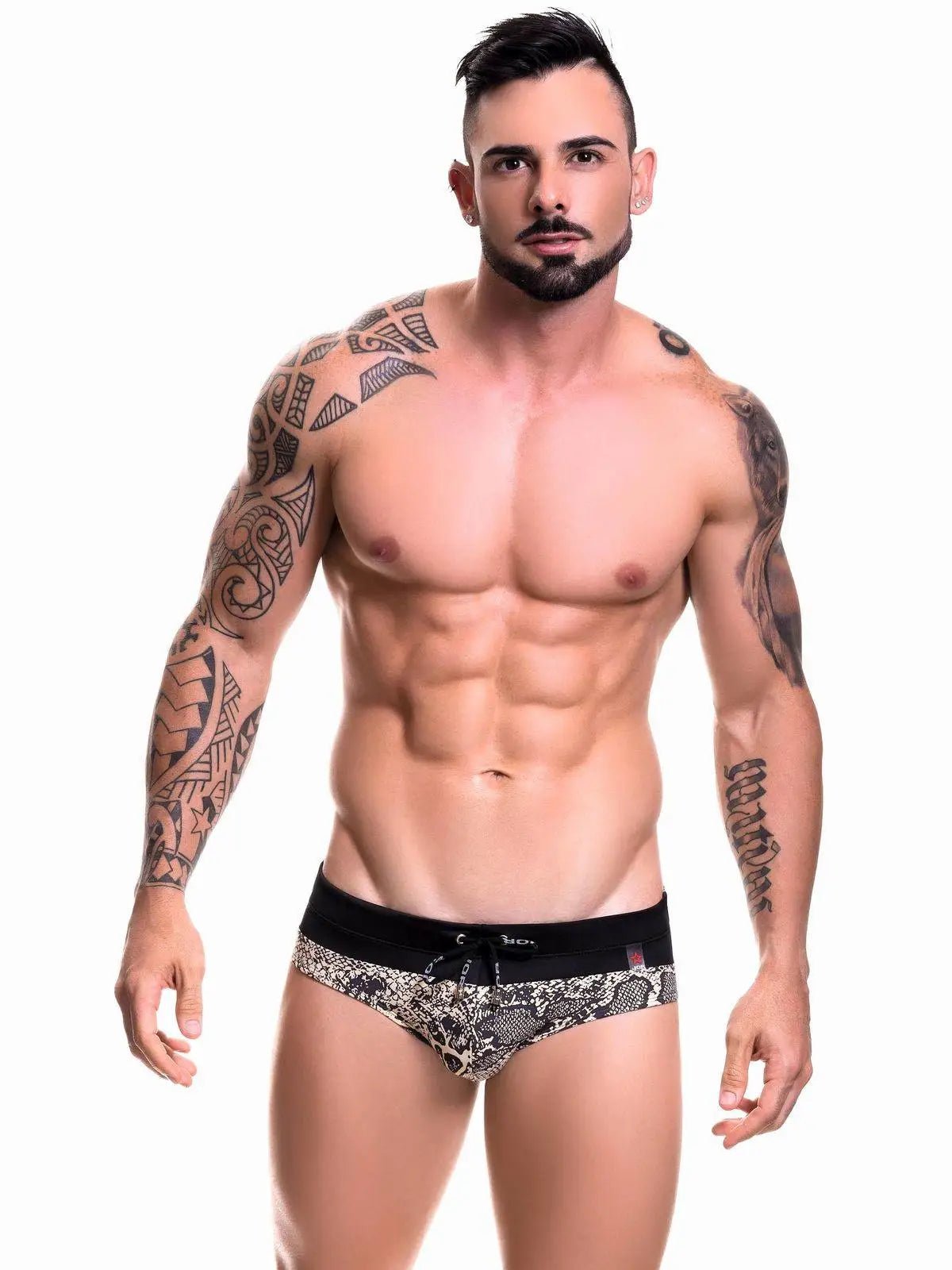 JOR 0492 PITON - Herren Badehose Badeslip Schwimmhose Animal Print bedruckt - noodosz