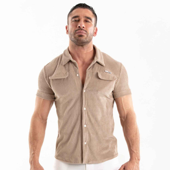 Knitted Corduroy Shirt Sand