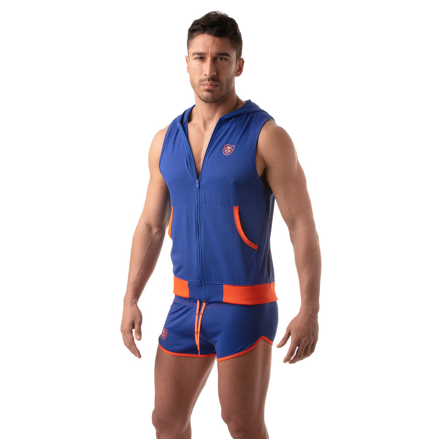 Mesh Sleeveless Hoodie - Royal Blue