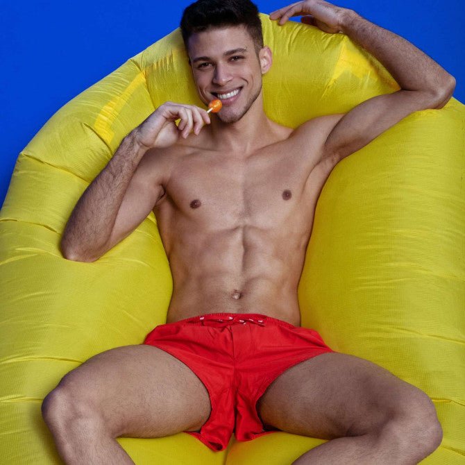 Mid Thigh Swim Shorts Red - noodosz - TOF Paris - 