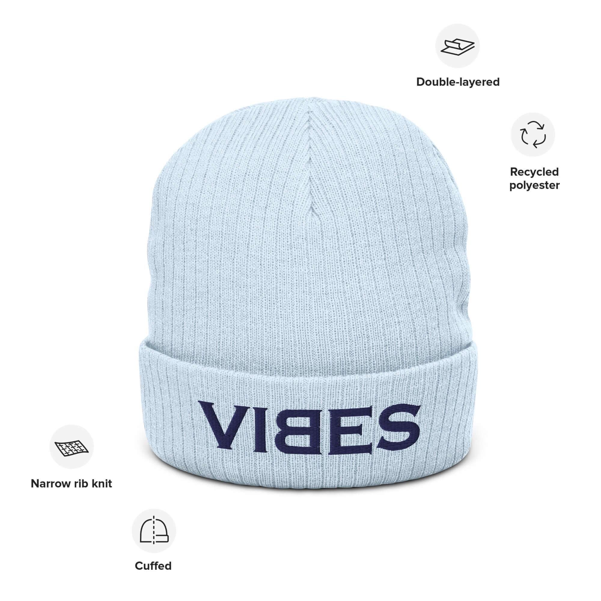 TOV Beanie - Strickmütze | VIBES (Helllau/Blau) * Unisex