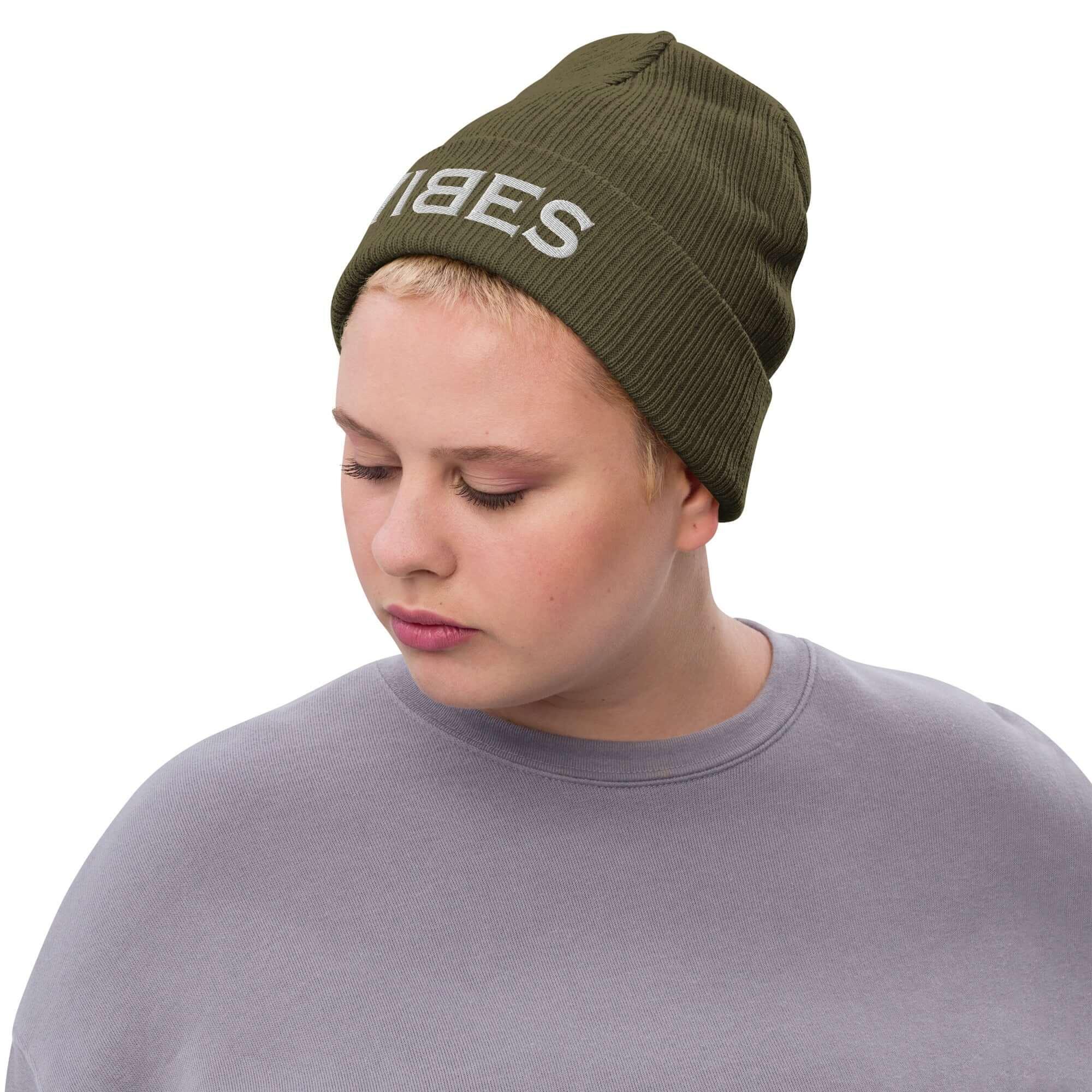 TOV Beanie - Strickmütze | VIBES (Grün/Grau) * Unisex