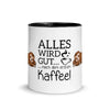 Alles wird gut nach dem ersten Kaffee - Tasse mit farbiger Innenseite